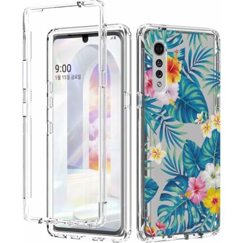 Floral Flower Garden Pattern Clear Full Body PC+Silicone TPU Shockproof Protective Case For LG Velvet K51 K31 K22 K92 V60 STYLO