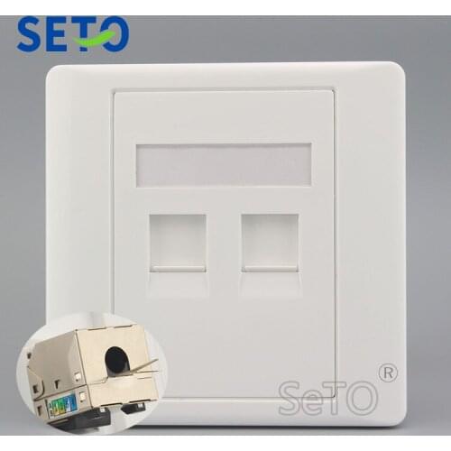 SeTo 86 Type Double Gigabit Shield Network Lan RJ45 Cat6 Outlet Wall Plate Socket Keystone Faceplate