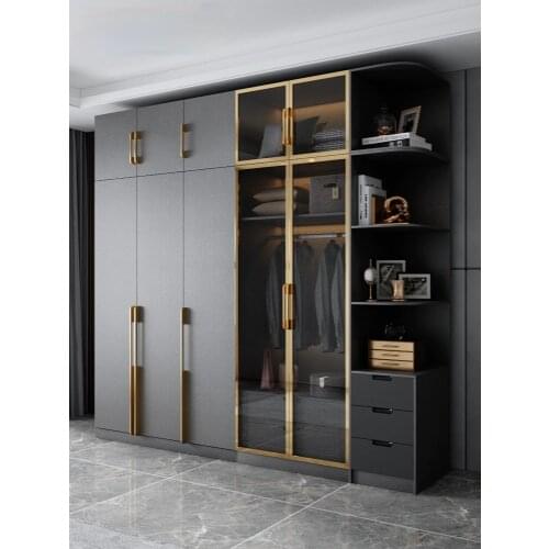 Glass door wardrobe Home bedroom light luxury wardrobe master bedroom wardrobe
