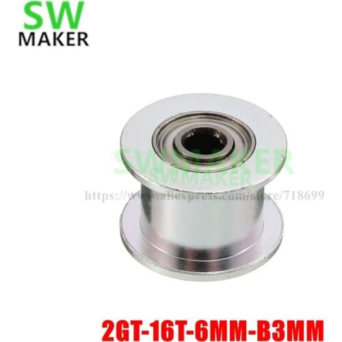 SWMAKER GT2 Pulley Bore 3MM Without Teeth Idle Pulley 16Teeth Aluminum Timing Gear For GT2 belt Width 6MM 3D Printer parts