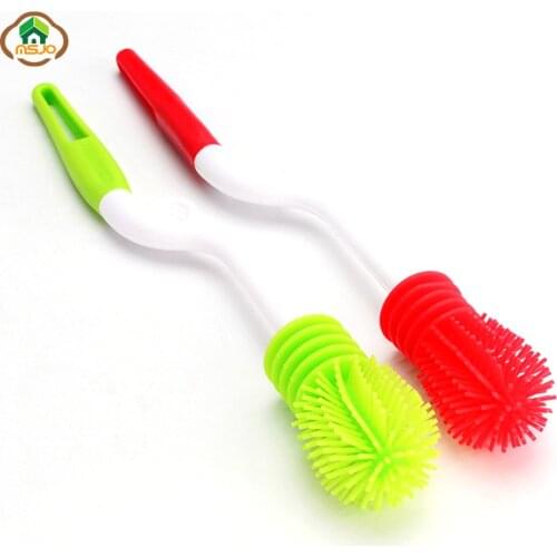 MSJO Bottle Cleaner Brushes Silicone Scrubbing Mug Drinking Milk Brush Washing For Baby Bottles Kitchen Silicone Cleaning Brush
