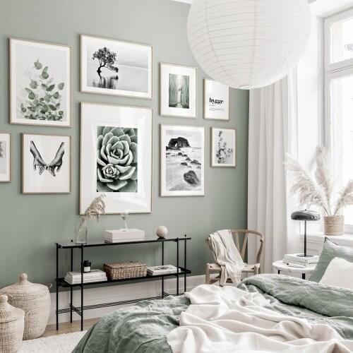 Nordic Hygge Word Decorativas Hold Hands Posters and Prints Wall Art Canvas Painting Nordic Poster Plant Green Leaves