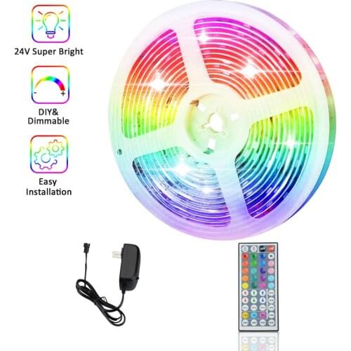 Led Strip 24V RGB Led Light Strip TV 5M 10M 15M Tape AC85-265V 5050SMD Living Room Christmas Lights Decorative Lamp