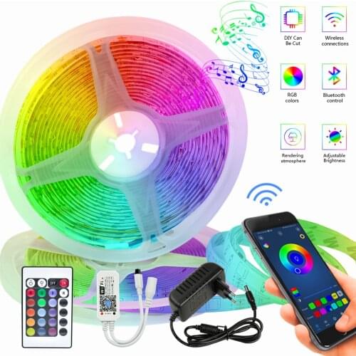 LED Light Strips Waterproof Infrared 20M Stuitable For Indoor Atmosohere RGB Lights 5M 10M Lights Bluetooth Controller + Adapter