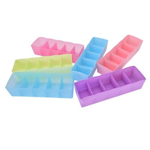 Underwear Socks Bra Ties Organizer Multi-function Desktop Drawer Clothing Storage Box Five Grid Storage Box 6 Colors