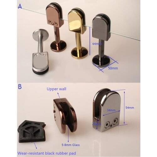 2Pcs/Lot 5-8mm Glass Stainless Steel Glass Clamp office desk table partition screen clamps Cut Free