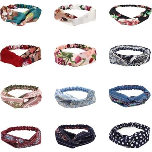 Fashion Ladies Summer New Style Printing Retro Headscarves Classic Girl Headwear Fabrics Wide Side Press Hair Band Knotted Hair