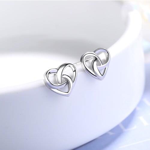 925 Sterling Silver Heart Stud Earrings For Women Wedding Jewelry Gift Female pendientes eh1241