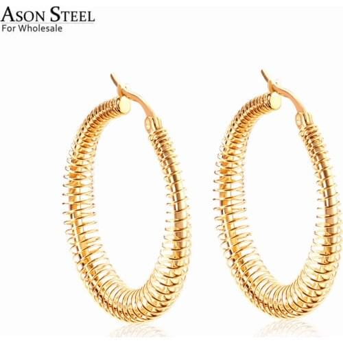 ASONSTEEL Gold Color Unique Stainless Steel Hoop Earring Trendy Earrings for Girl Women Daily Wear Accessories Jewelry