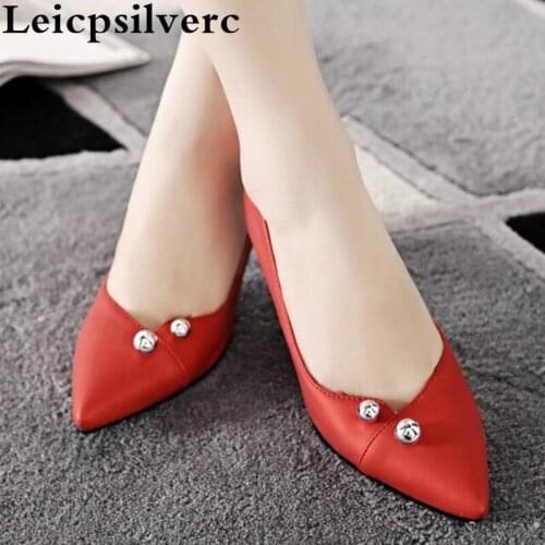 Spring Europe America new fashion big code wedding shoes pointy head shallow heel women shoes