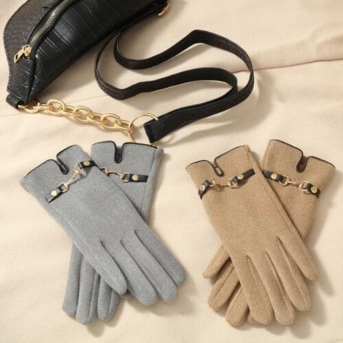 Women 's Winter Korean Style Thin Warm and Cute Cold-Proof Touch Screen Cycling Driving Gloves