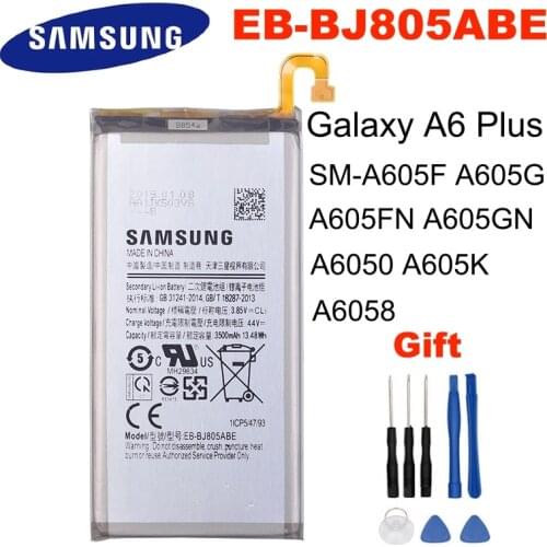 Samsung Genuine Battery EB-BJ805ABE For Samsung Galaxy A6 Plus A6+ SM-A605F A605G A6050 A605K A605FN A605GN 3500mAh Li-Polymer