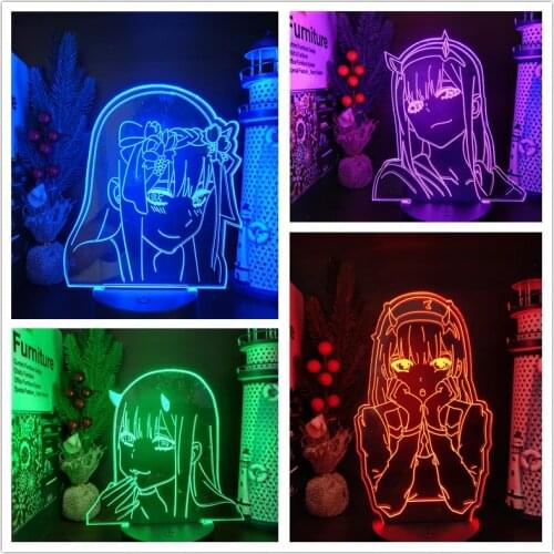 Anime 3D Lamp Zero Two Figure LED Night Light Kids Girls Bedroom Decor Light Manga Acrylic Table Lamp Darling In The Franxx Gift