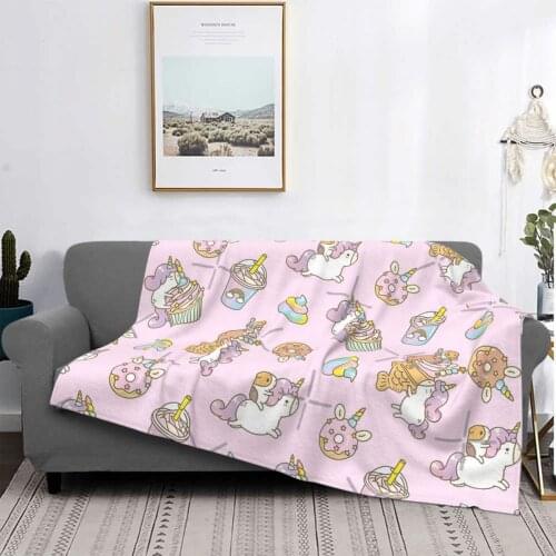 Bubu The Guinea Pig Unicorn Party Throw Blanket Cushion Carpet And Rug Fleece Blanket Towel With Avocado