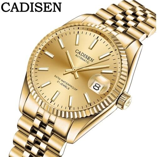 CADISEN New Men Mechanical Watch Top Brand Luxury Automatic Watch Business Waterproof Gold Wrist watch Mens relogio masculino