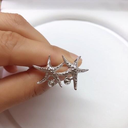 Starfish Design Pearl Earrings Mountings, Earrings Findings, Stud Earrings Settings Jewelry Parts Fittings