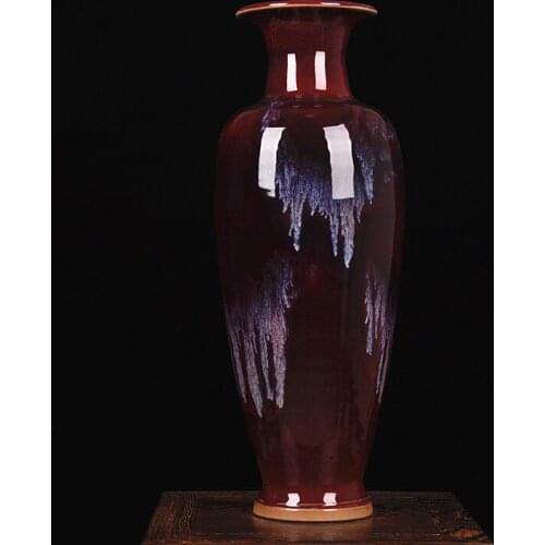 Shipping Jingdezhen Lang red glaze decoration design color glaze ceramic vase vase long Chinese red vase bottle gourd