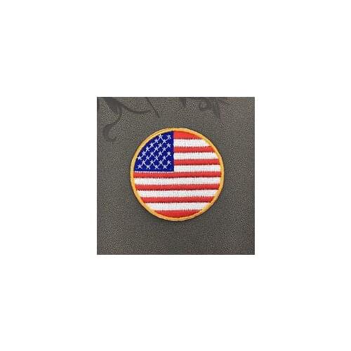 Custom USA flag patches high quality America flag rounded embroidered patch iron on patch hot sales usa flag embroidered patches