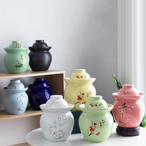 Ceramic Kimchi Jar Jingdezhen Sealed Storage Tank Pickles Container Pickle Jars Restaurant Hotel Pickled Can Kitchen Accessories