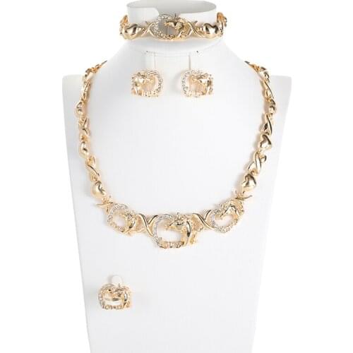 Crystal Bridal Jewelry Sets for Women Necklace Earrings Bangle Ring Wedding Rhinestone Bridesmaid Gifts fit with Wedding Dress