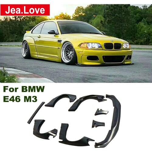 LB Style Resin Fiber Unpainted Car Body Modification Kits Protector Around Car Wheel Brow Front Lip For BMW E46 M3