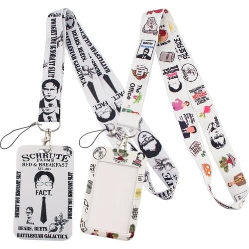 LT8 The Office Lanyard Credit Card ID Badge Holder Key Ring Bag Student Women Travel Bank Bus Business Card Cover Keychain Gifts