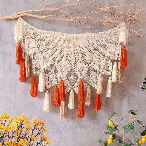 Multifunction Bohemian hollow woven tablecloth Wall hanging decoration tapestry Sofa pillow towel tassel table runner home decor