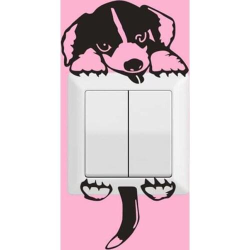 Cute Dog Switch Stickers For Home Decoration Cartoon Puppy Animal Pattern Wall Mural Art Kids Decals Vinyl Posters Home Decor