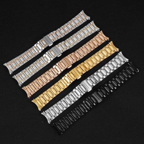 Stainless Steel Strap 14 15 16 17 18 19 20 21 22 23 24mm Black Silver Bracelet For AR5905/5858/5859/5889/5921 Watch Chain
