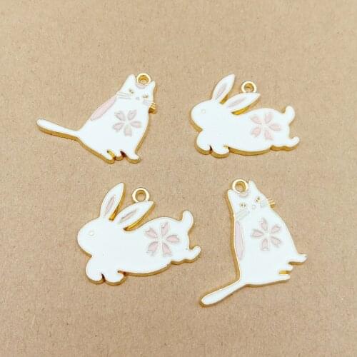 Newest 40pcs/Lot 25*24MM Gold Tone Floral Necklace Pendants Oil Drop Cat Rabbit Animal Floating Enamel Oil Drop Charms