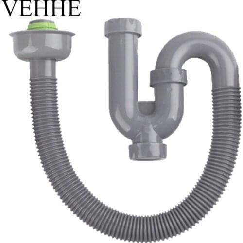 VEHHE Quality Plastic Drain Hose Kitchen Sink Drain Strainer S Bend Deodorant Hose Sewer Pipe Bathroom Tools
