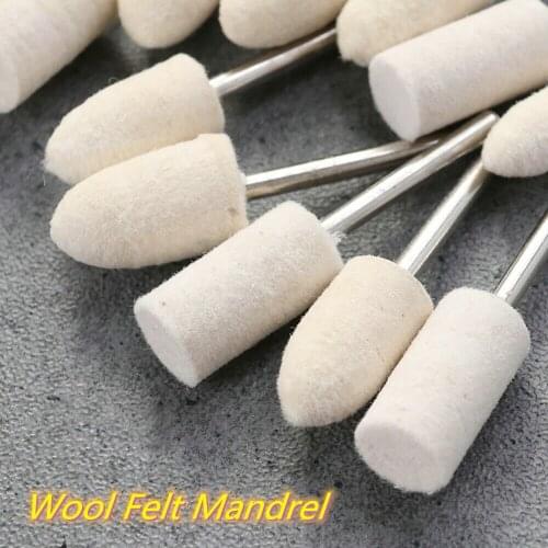 Wool Felt Mandrel Wool Felt Polishing Buffing Round Wheel Grinding Pad 3mm Shank For Dremel Drill Rotary Tool 3mm Shank 100pc
