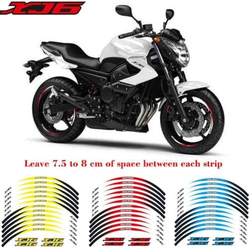High quality Motorcycle front&Rear Edge Outer Rim Sticker 17inch Wheel Reflective waterproof Decals For YAMAHA XJ6