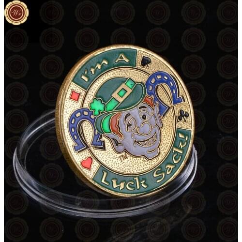 WR Luxury Home Decor Casino Poker Token Coin Quality 24k Gold Plated Chip Coin Commemorative Lucky Coin for Game Playing