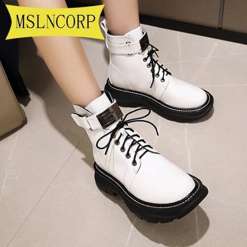 Plus Size 34-41 New Fashion Boots Women Autumn Winter Ladies Shoes High Heels Round Toe Platform Lace Up Ankle Boots for Women