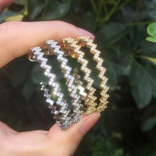 Funmode Silver Color Gold Color Ripple Shape AAA Cubic Zirconia Statement Big Hoop Earrings Accessories For Women Bridal FE40