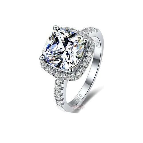 TR007 1/2/3 Carat Cushion Cut SONA Synthetic Gem Solitaire Engagement Ring for women