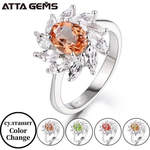 ATTAGEMS Zultanite Gemstone Ring for Women Solid 925 Sterling Silver Created Color Change Snow Size 10 Ring Gifts Fine Jewelry