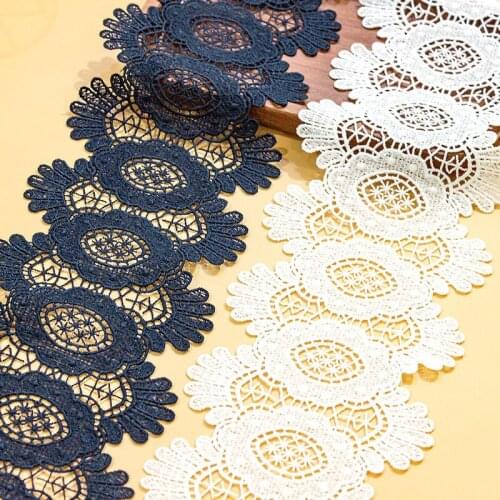 20yards High Quality Delicate Handicrafts Embroidered Lace Trim White Black Fabric Ribbon Handmade DIY Clothing Sewing Supplies