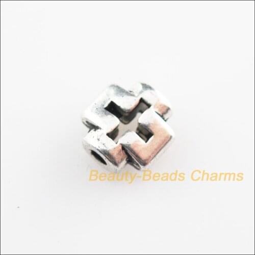 40 New Smooth Tiny Cross Charms Tibetan Silver Color Spacer Beads 8mm