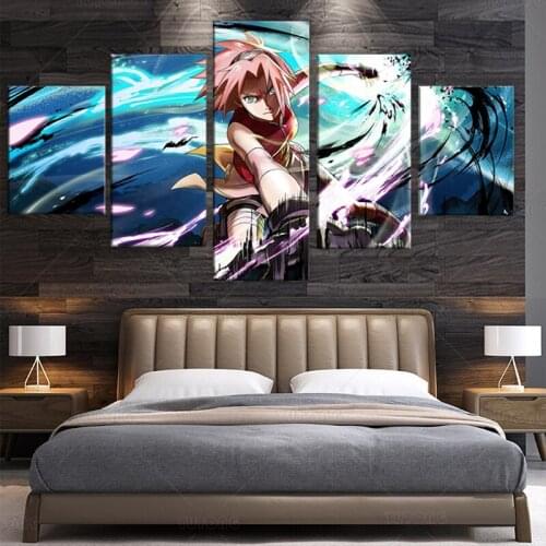 HD 5pcs Anime Canvas Printing Haruno Sakura Picture Abstract Wall Art Decorations for Home Wallpapers Anime Girl Poster
