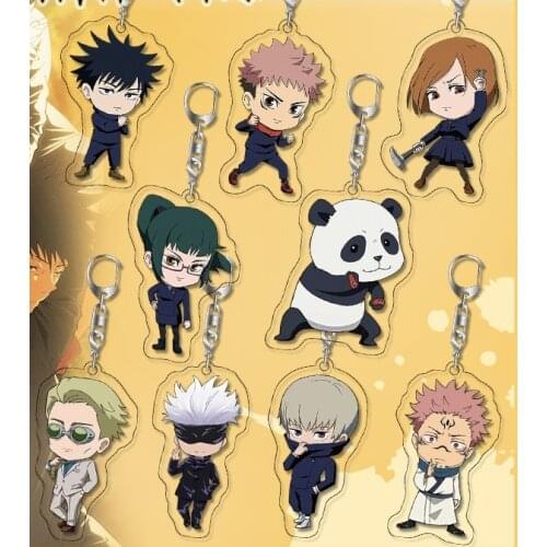 9pcs/lot Jujutsu Kaisen Acrylic Keychain Strap Keyring Fushiguro Megumi Gojo Satoru Toge Original Japanese anime figure