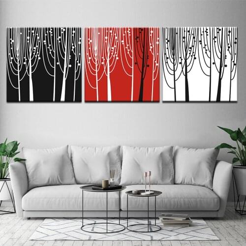 Abstract painting of colorful trees modern Modular 3 panel wall Poster Nordic Canvas painting for Living Room Home Decor