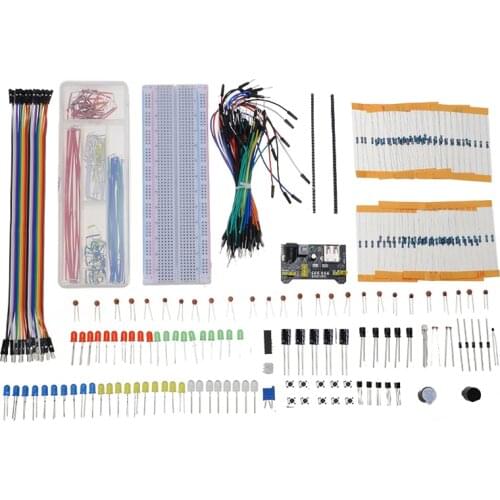 Electronics Component Basic Starter Kit With 830 Tie-points Breadboard Power Supply Module Solderless Jumper Wire