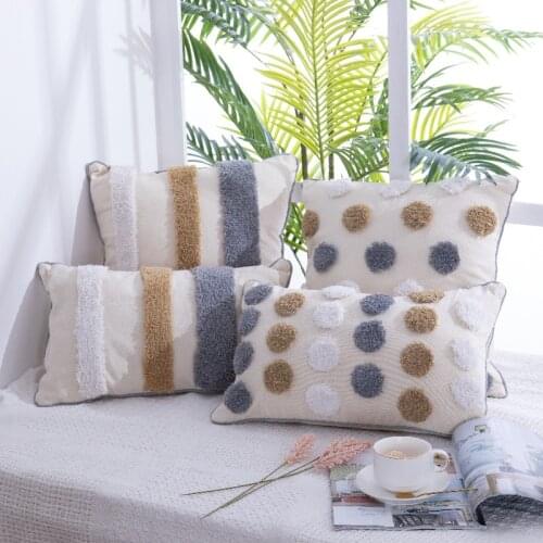 Free Shipping 30*50/45*45cm Morocco Bohemian Tufted Nordic Style Beige Tassels Pillow Case Cushion Cover E