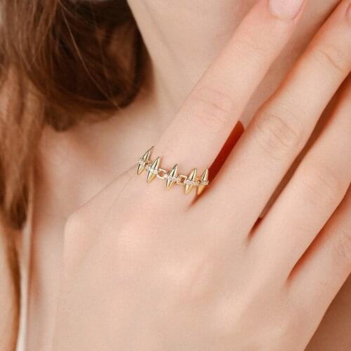 Dara Gold Rivet Ring For Hip Hop Clothes 2021 Halloween Marquise Cut Ring