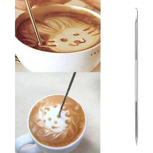 Stainless Steel Coffee Painting Garland Pin Carved Stick Decorative Pin Coffee Shop Fancy Coffee Utensils