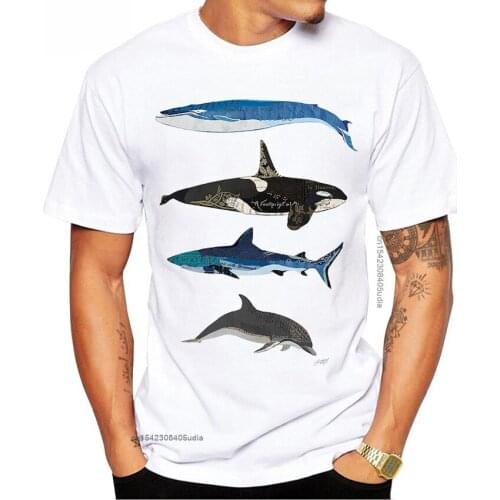 New Summer Men Short Sleeve Funny Sea Life Art Save The Sharks Whale Design T-Shirt Cute Ocean Animal Print Boy Casual Tops Tees