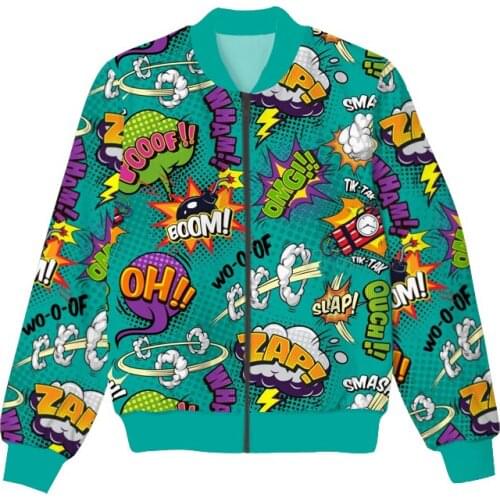New Fashion Boom Pop Art Graphic Spring Autumn Winter Hip Hop Casual Brand 3D Print Thin Jacket Polyester