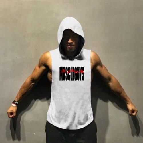 Gyms Clothing Bodybuilding Stringer Tank Top Hoodie Muscle Shirt Fitness Men Deep Cut hooded undershirt workout Sleeveless shirt